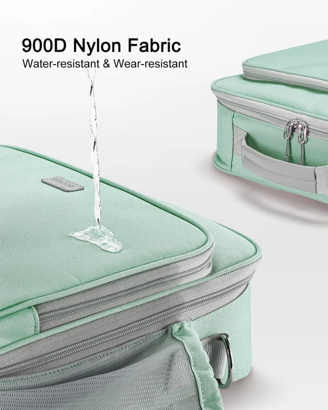 Alt view image 5 of 7 - 3 Inch 3-Ring Zipper Binder with Water Bottle Holder and Handle D-Ring Zip Up Binder with Shoulder Strap, 700 Sheet Capacity, Compatible with 13" MacBook/Tablet, for School, Office, Green