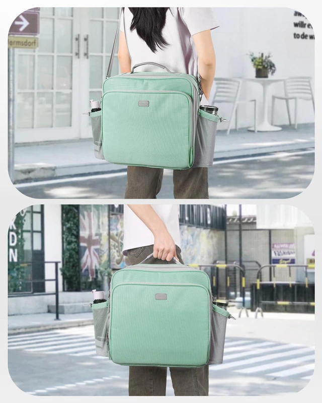 Alt view image 6 of 7 - 3 Inch 3-Ring Zipper Binder with Water Bottle Holder and Handle D-Ring Zip Up Binder with Shoulder Strap, 700 Sheet Capacity, Compatible with 13" MacBook/Tablet, for School, Office, Green