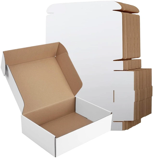 Main image of 9x6x4 Inches Shipping Boxes Set of 50, White Corrugated Cardboard Boxes, Mailer Boxes for Small Business