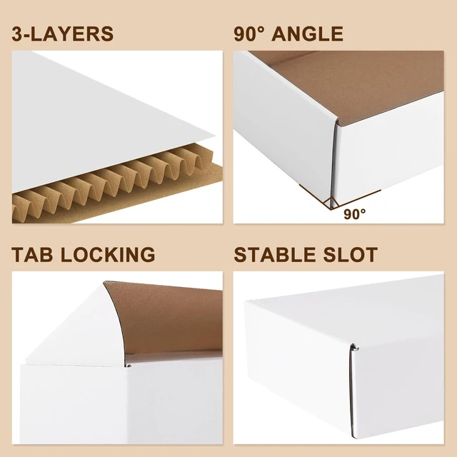 Alt view image 4 of 7 - 11x8x4 Inches Shipping Boxes Set of 25, White Corrugated Cardboard Boxes, Mailer Boxes for Small Business