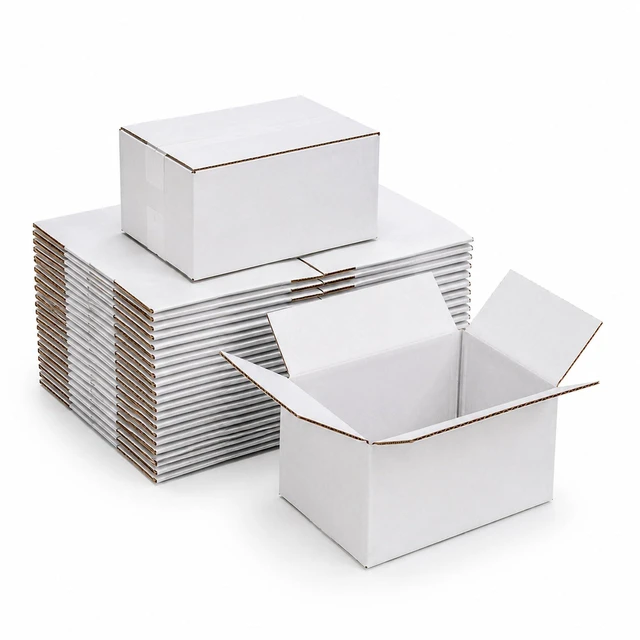 Main image of 9x7x5 White Shipping Boxes for Small Business, Packing, Set of 35 Sturdy ECT 32 Corrugated Cardboard Mailer boxes, Easy Assembly, Recyclable for Mailing, Ecommerce Packing & Gift Packaging