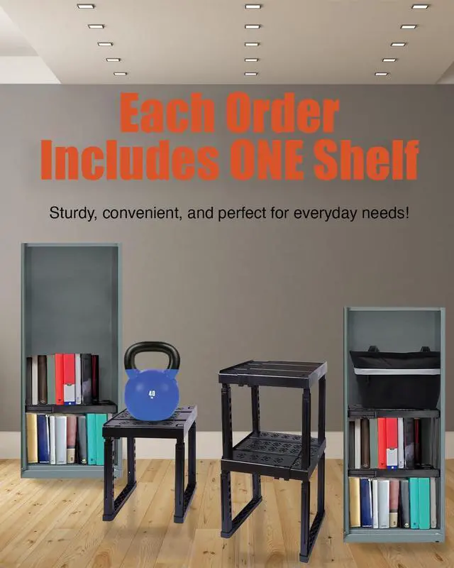 Alt view image 3 of 7 - Locker Organizer Shelf Adjustable Width and Height, Stackable, Ideal Locker Shelf for School, Office, Gym Lockers, or Even Kitchen Cabinets & Under Sink Organization (Black 1 Pack)