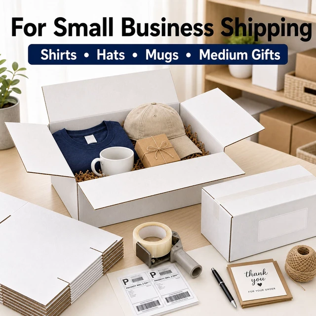 Alt view image 6 of 6 - 10x6x6 White Shipping Boxes for Small Business, Packing, Set of 35 Sturdy ECT 32 Corrugated Cardboard Mailer boxes, Easy Assembly, Recyclable for Mailing, Ecommerce Packing & Gift Packaging