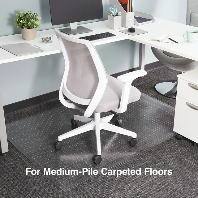 Alt view image 2 of 5 - Office Chair Mat, Clear Floor Mats, Medium-Pile Carpets, 60 x 46 Inch, Smooth Glide Smooth-glide protection for desk chairs on medium-pile carpeted floors
