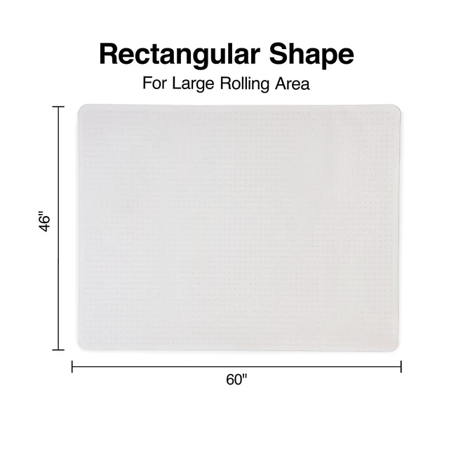 Alt view image 5 of 5 - Office Chair Mat, Clear Floor Mats, Medium-Pile Carpets, 60 x 46 Inch, Smooth Glide Smooth-glide protection for desk chairs on medium-pile carpeted floors