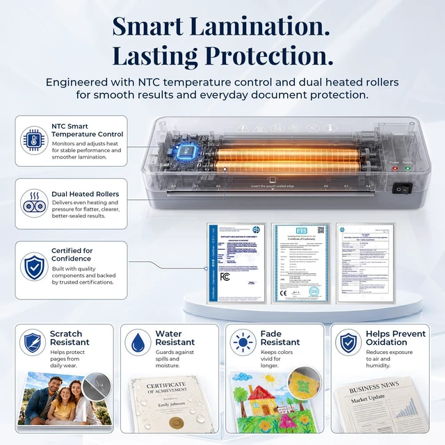 Alt view image 4 of 7 - Laminator Machine 9-Inch - 5-in-1 Thermal Laminator Kit with 50 Laminating Sheets, Fast Warm-Up, Paper Trimmer & Corner Rounder for Photos, Documents, Home, School & Office