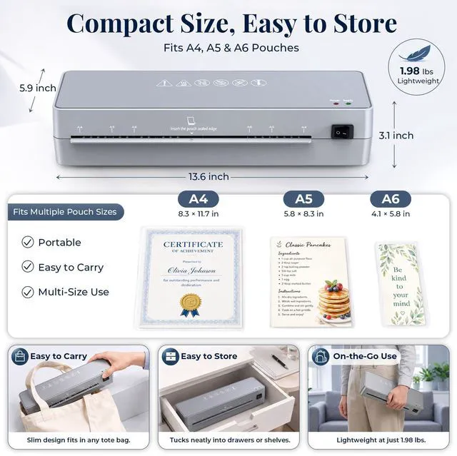 Alt view image 6 of 7 - Laminator Machine 9-Inch - 5-in-1 Thermal Laminator Kit with 50 Laminating Sheets, Fast Warm-Up, Paper Trimmer & Corner Rounder for Photos, Documents, Home, School & Office