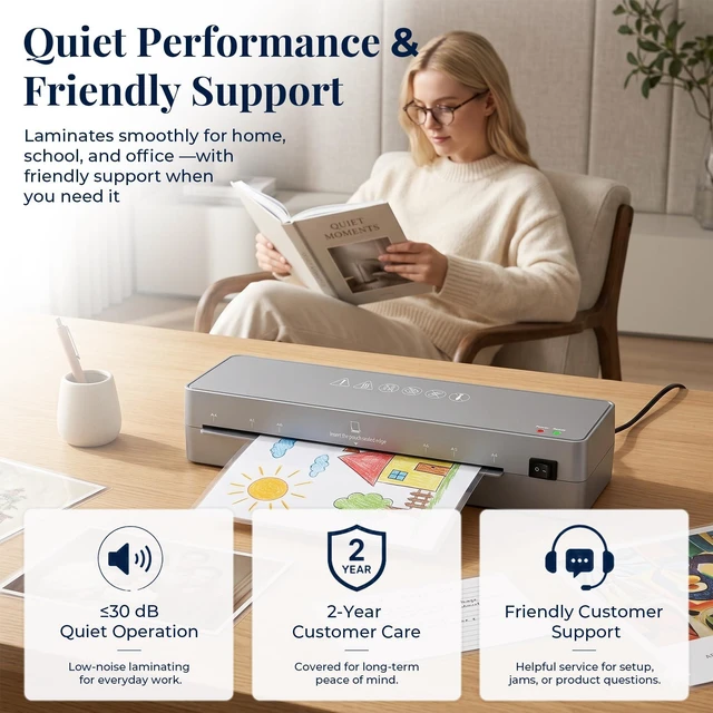 Alt view image 5 of 7 - Laminator Machine 9-Inch - 5-in-1 Thermal Laminator Kit with 50 Laminating Sheets, Fast Warm-Up, Paper Trimmer & Corner Rounder for Photos, Documents, Home, School & Office