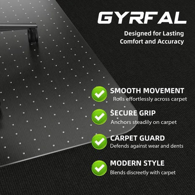 Alt view image 2 of 7 - Office Chair Mat for Carpet - 36x48 Inch Plastic Computer Desk Floor Protectors for Chairs Clear Under Desk Rug Pad for Rolling Gaming Chair