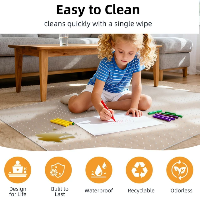 Alt view image 3 of 7 - Office Chair Mat for Carpet - 36x48 Inch Plastic Computer Desk Floor Protectors for Chairs Clear Under Desk Rug Pad for Rolling Gaming Chair