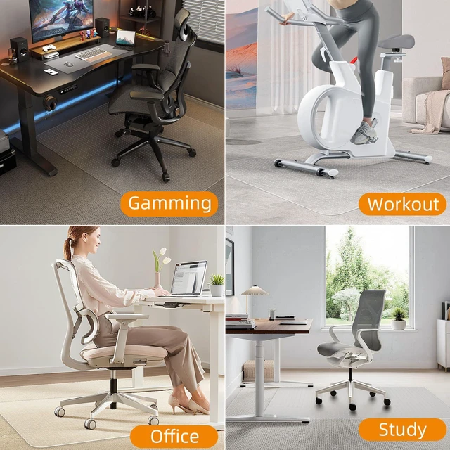 Alt view image 5 of 7 - Office Chair Mat for Carpet - 36x48 Inch Plastic Computer Desk Floor Protectors for Chairs Clear Under Desk Rug Pad for Rolling Gaming Chair