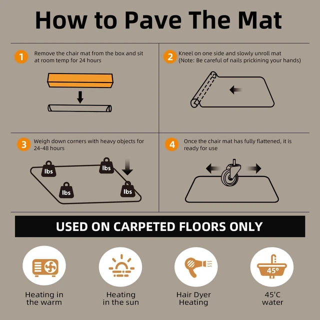 Alt view image 6 of 7 - Office Chair Mat for Carpet - 36x48 Inch Plastic Computer Desk Floor Protectors for Chairs Clear Under Desk Rug Pad for Rolling Gaming Chair
