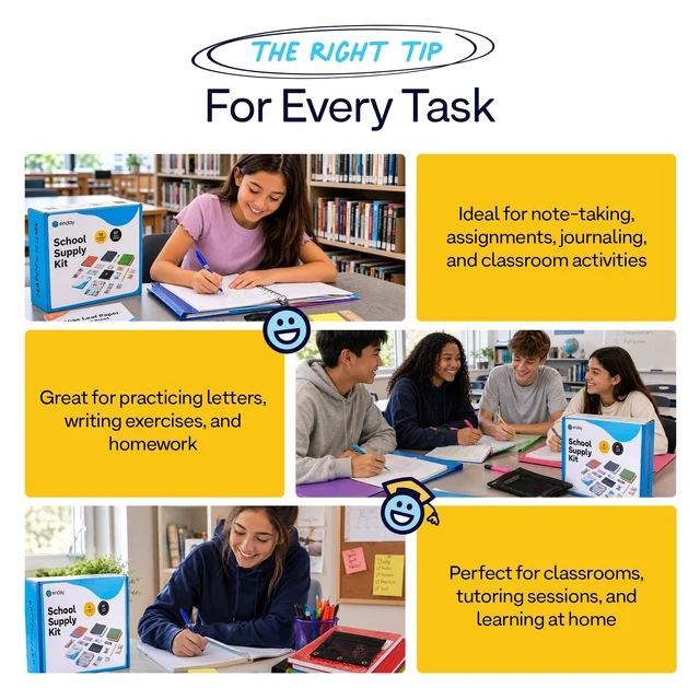 Alt view image 7 of 7 - Back to School Supplies High School Kit for Kids with Folders, Notebooks, Pencils, Pens & More Back to School Supplies Kit School Supply Bundle for Classroom Essentials