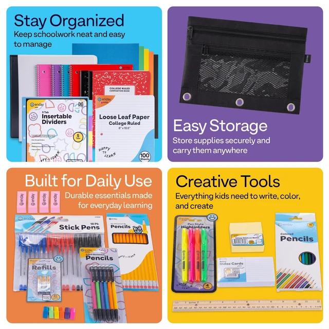 Alt view image 5 of 7 - Back to School Supplies High School Kit for Kids with Folders, Notebooks, Pencils, Pens & More Back to School Supplies Kit School Supply Bundle for Classroom Essentials