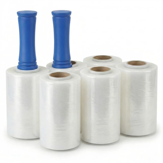 Main image of 6 Pack Stretch Film Wrap for Moving, 5 Inch x 1000ft 80 Gauge Clear Self-Adhering Wrap with Handle for Moving, Packing, Shipping, Pallet & Furniture Protection