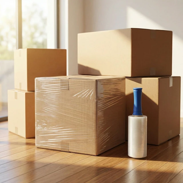 Alt view image 6 of 7 - 6 Pack Stretch Film Wrap for Moving, 5 Inch x 1000ft 80 Gauge Clear Self-Adhering Wrap with Handle for Moving, Packing, Shipping, Pallet & Furniture Protection