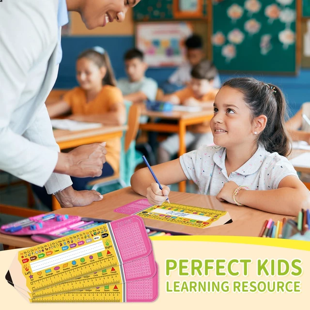 Alt view image 5 of 7 - 36 Pack Self Adhesive Name Tags for Classroom Student Desks,Multipurpose Manuscript Students Name Plates for desks Classroom with Multiplication, Fractions and Percentages Table(14.2 x 4 Inch,Pencil)