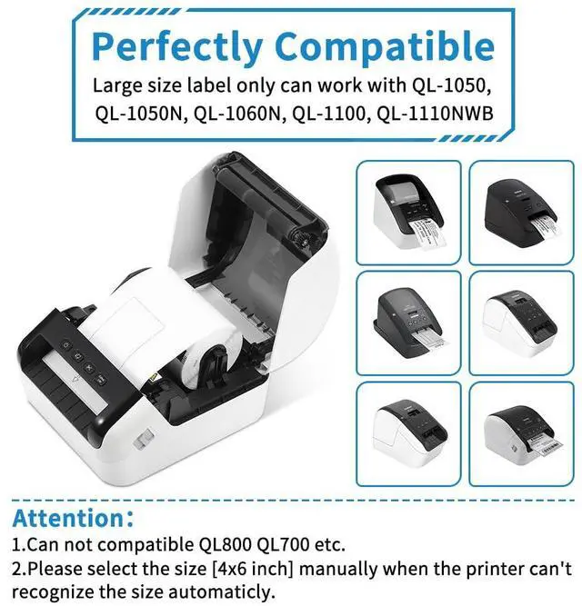 Alt view image 2 of 7 - 10 Roll Compatible with Brother QL-1100NWB Printer Labels DK-1241 (4" x 6") DK1241 Die-Cut Large Shipping Label Use with QL-1050 QL-1100 Label Printer, 102mm x 152mm, 200 per roll, 1 Frame