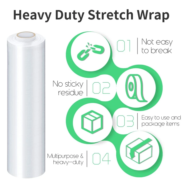 Alt view image 3 of 7 - Stretch Film With Handles Industrial Strength Moving Wrapping Plastic Roll Shrink Wrap For Pallet Wrap 15 Inches X 1000 Feet 4 Pack 60 Gauge