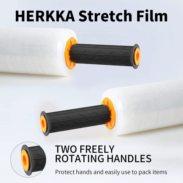 Alt view image 5 of 7 - Stretch Film With Handles Industrial Strength Moving Wrapping Plastic Roll Shrink Wrap For Pallet Wrap 15 Inches X 1000 Feet 4 Pack 60 Gauge