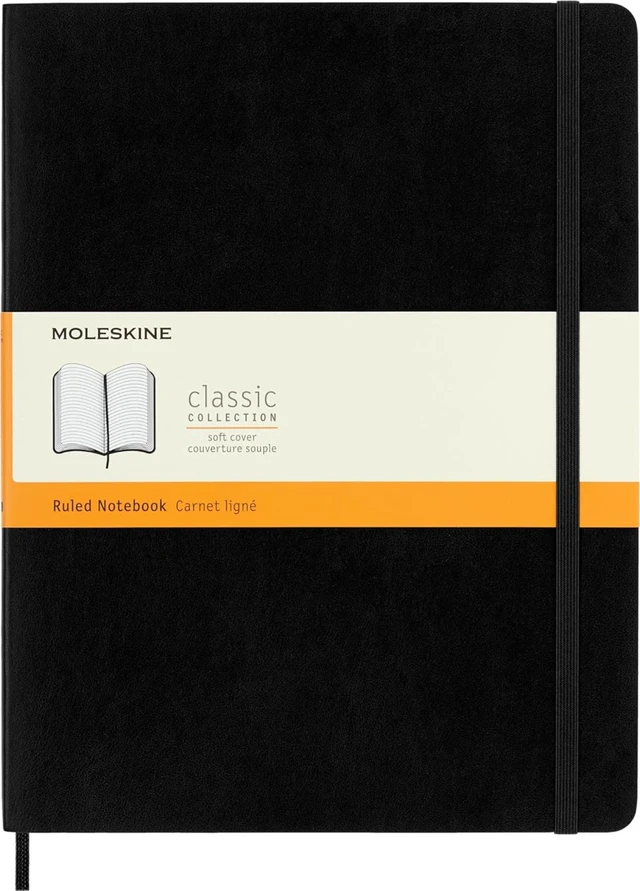 Main image of Classic Notebook, Extra Large, Ruled, Black, Soft Cover (7.5 x 10)