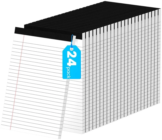 Main image of 24 Pack Notepads 5x8, White, Small Legal Pads, Perforated Notebook College Ruled Note Pads for School, Note Taking, Teacher & Office Supplies, Writing Pads,30 Sheets/Pack
