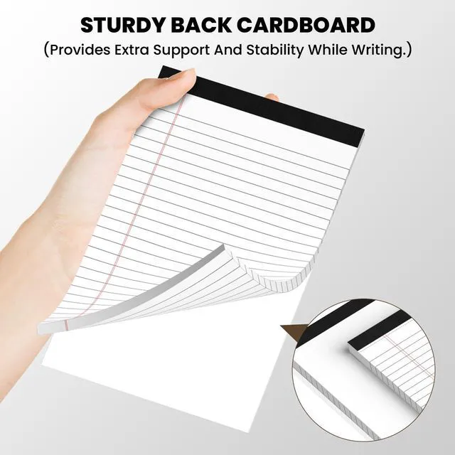 Alt view image 3 of 6 - 24 Pack Notepads 5x8, White, Small Legal Pads, Perforated Notebook College Ruled Note Pads for School, Note Taking, Teacher & Office Supplies, Writing Pads,30 Sheets/Pack