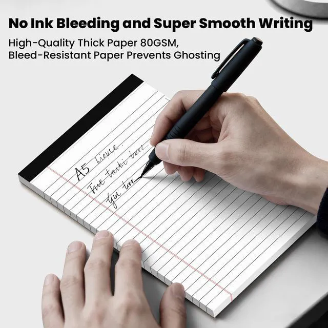 Alt view image 5 of 6 - 24 Pack Notepads 5x8, White, Small Legal Pads, Perforated Notebook College Ruled Note Pads for School, Note Taking, Teacher & Office Supplies, Writing Pads,30 Sheets/Pack