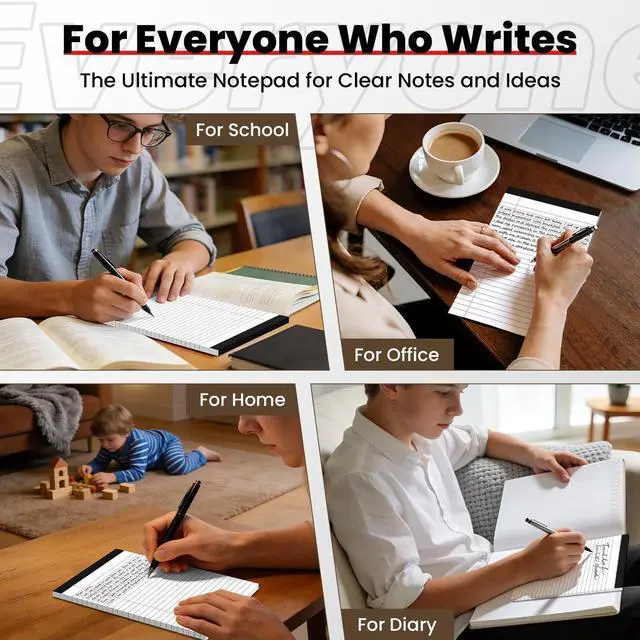 Alt view image 6 of 6 - 24 Pack Notepads 5x8, White, Small Legal Pads, Perforated Notebook College Ruled Note Pads for School, Note Taking, Teacher & Office Supplies, Writing Pads,30 Sheets/Pack