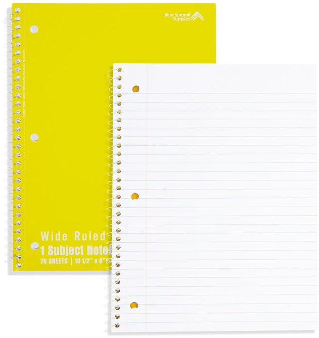 Alt view image 7 of 7 - 48 Pack Spiral Notebooks Bulk, Wide Ruled, Assorted 8 x 10.5 in, 70 Sheets Each, 3 Hole Punched, Perforated, Bulk Carton, Color Coded for School and Office