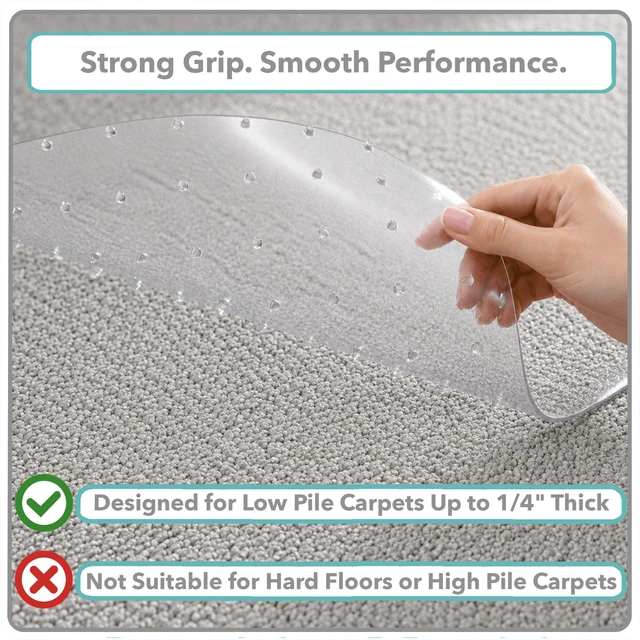 Alt view image 2 of 7 - Office Chair Mat, 46" x 60" Clear Desk Chair Floor Mat for Low Pile Carpet, Heavy Duty Non-Slip Thick Floor Protector for Home and Office