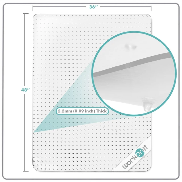 Alt view image 3 of 7 - Office Chair Mat, 36" x 48" (2 Pack), Clear Desk Chair Floor Mat for Low Pile Carpet, Heavy Duty Non-Slip Floor Protector for Home and Office