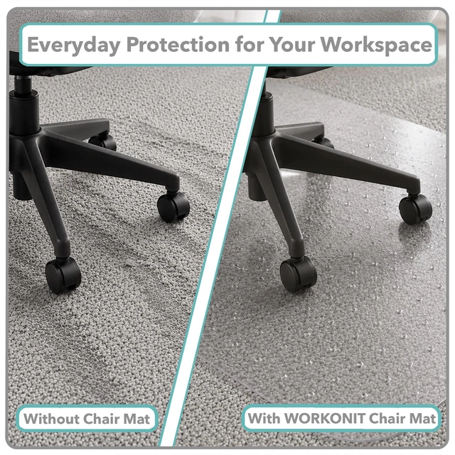 Alt view image 4 of 7 - Office Chair Mat, 46" x 60" Clear Desk Chair Floor Mat for Low Pile Carpet, Heavy Duty Non-Slip Thick Floor Protector for Home and Office