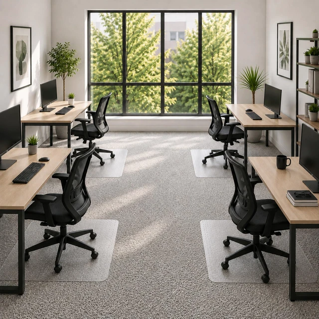 Alt view image 5 of 7 - Office Chair Mat, 36" x 48" (2 Pack), Clear Desk Chair Floor Mat for Low Pile Carpet, Heavy Duty Non-Slip Floor Protector for Home and Office