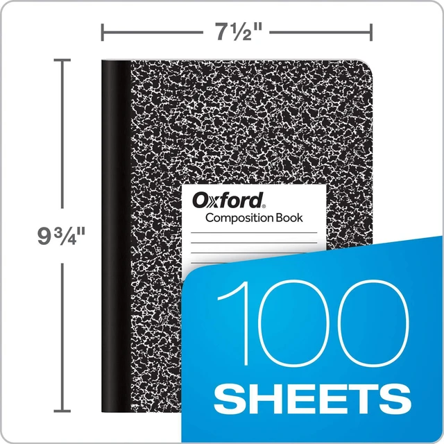 Alt view image 2 of 7 - Composition Notebooks, School Supplies, Notebooks for School, College Ruled Paper, 9-3/4 x 7-1/2 Inches, School Comp Book, Black Marble Covers, 100 Lined Sheets, 12 per Pack (63796)