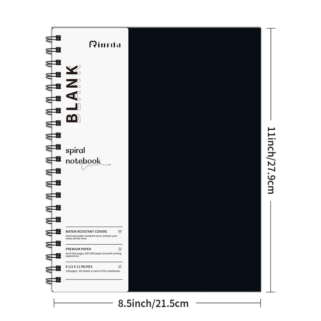 Alt view image 2 of 7 - Blank Spiral Notebook 8.5" x 11" 4 Pack unlined spiral notebook Blank Journal A4 Unlined Journals for drawing
