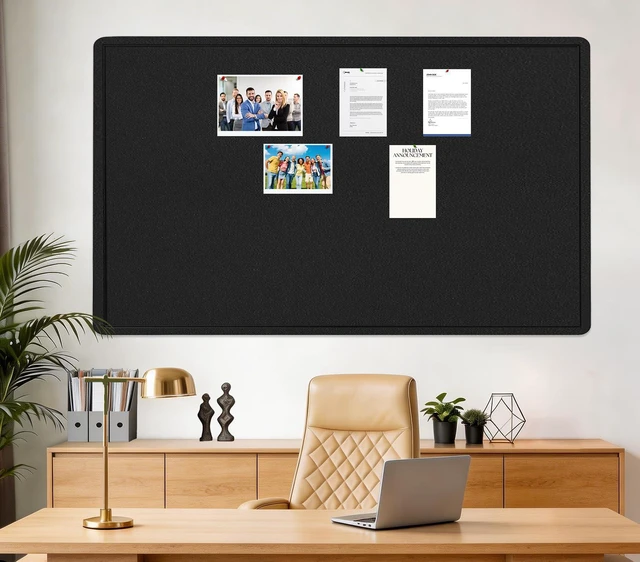 Alt view image 2 of 7 - Large Bulletin Board 72" x 48" Felt Cork Board - Decor Pin Board, Black Cork Board Alternative for Wall, Foldable Self-Adhesive Vision Board Prayer Board with Pushpins for Home Office Classroom