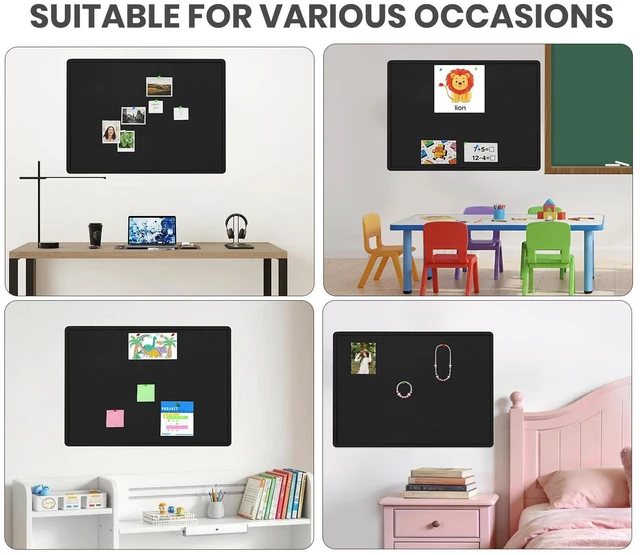 Alt view image 5 of 7 - Large Bulletin Board 60" x 36" Felt Cork Board - Decor Pin Board, Black Cork Board Alternative for Wall, Foldable Self-Adhesive Vision Board Prayer Board with Pushpins for Home Office Classroom