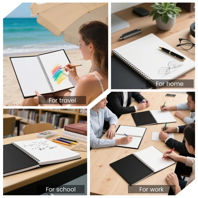 Alt view image 4 of 7 - Blank Spiral Notebook 8.5" x 11" 4 Pack unlined spiral notebook Blank Journal A4 Unlined Journals for drawing