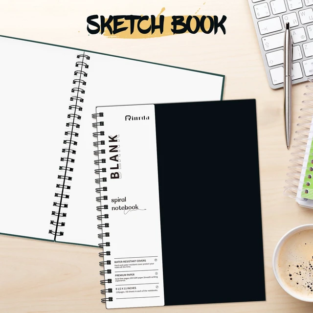 Alt view image 5 of 7 - Blank Spiral Notebook 8.5" x 11" 4 Pack unlined spiral notebook Blank Journal A4 Unlined Journals for drawing