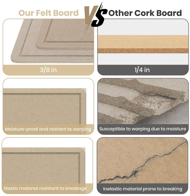 Alt view image 6 of 7 - Large Bulletin Board 72" x 48" Felt Cork Board,Decor Pin Board, Beige Brown Cork Board Alternative for Wall, Foldable Self-Adhesive Vision Board Prayer Board with Pushpins for Home Office Classroom