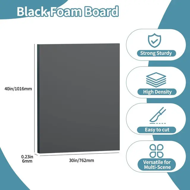 Alt view image 2 of 7 - 4 Pack Foam Board 30"x40", 0.23 Inch Thickness Black Poster Board, Double-Sided Acid-Free Foam Core Board, Large Lightweight Polystyrene Mat Board for Painting, Display, Craft & School Projects