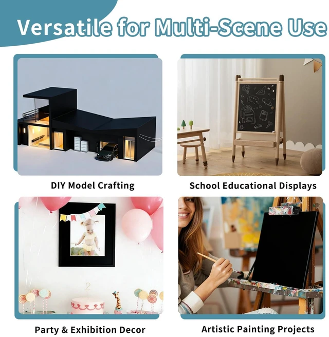 Alt view image 5 of 7 - 4 Pack Foam Board 30"x40", 0.23 Inch Thickness Black Poster Board, Double-Sided Acid-Free Foam Core Board, Large Lightweight Polystyrene Mat Board for Painting, Display, Craft & School Projects