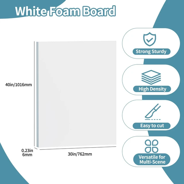 Alt view image 2 of 7 - 4 Pack Foam Board 30"x40", 0.23 Inch Thickness White Poster Board, Double-Sided Acid-Free Foam Core Board, Large Lightweight Polystyrene Mat Board for Painting, Display, Craft & School Projects