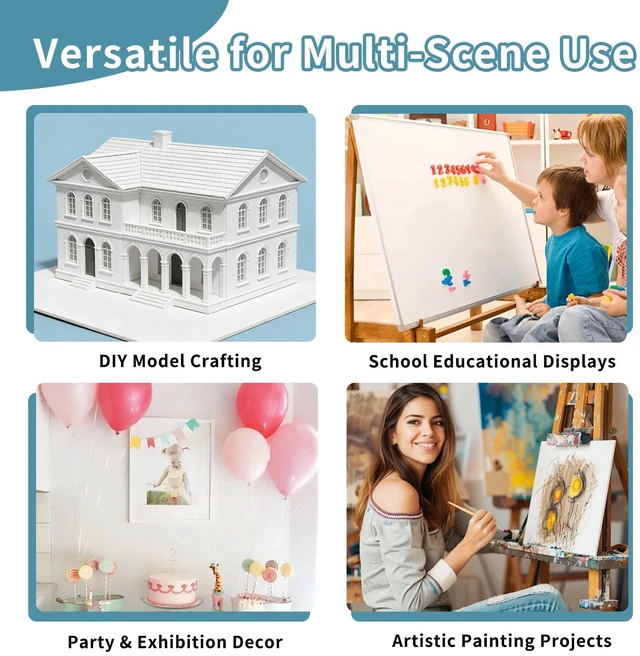 Alt view image 5 of 7 - 4 Pack Foam Board 30"x40", 0.23 Inch Thickness White Poster Board, Double-Sided Acid-Free Foam Core Board, Large Lightweight Polystyrene Mat Board for Painting, Display, Craft & School Projects