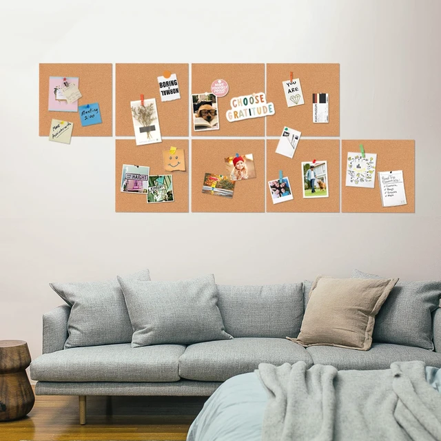 Alt view image 7 of 7 - Square Cork Bulletin Board Tiles - 8Pack Extra Thick 12x12 Inches Cork Board Tiles for Wall for Home Office Decor, Cork Sheet,School Message Board and Decorative Display Boards