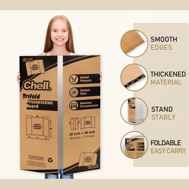 Alt view image 3 of 7 - 36x48 Large Size Corrugated Trifold Poster Boards, White, 4 Pack Made of Thickened Corrugated Cardboard, Portable, Lightweight