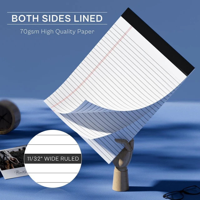 Alt view image 3 of 7 - 6 Pack Legal Pads 8.5 x 11 Writing Paper Tablets 8-1/2 x 11 White Note Pads Wide Ruled Notepads 8.5 x 11 for Office Supplies, Letter Pads 8.5 x 11 Perforated Notepads, 30 Sheets Each Notebook Paper