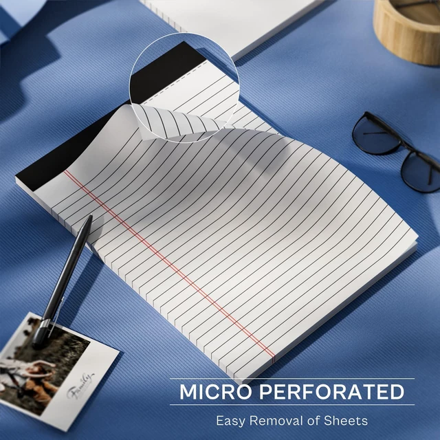 Alt view image 4 of 7 - 6 Pack Legal Pads 8.5 x 11 Writing Paper Tablets 8-1/2 x 11 White Note Pads Wide Ruled Notepads 8.5 x 11 for Office Supplies, Letter Pads 8.5 x 11 Perforated Notepads, 30 Sheets Each Notebook Paper