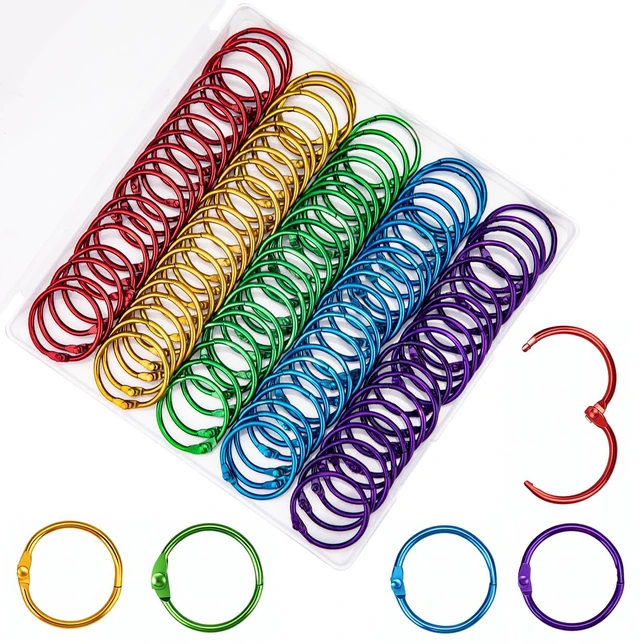 Main image of 100 Pcs Binder Rings, 1 Inch, Assorted Colors Office Book Rings, Ideal for Crafts, Documents, Photos, and Scrapbooking
